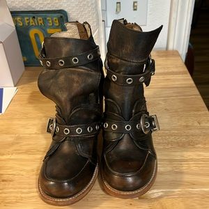 Freebird by Steven Sonoma Brown Leather Ankle Boots with Buckles